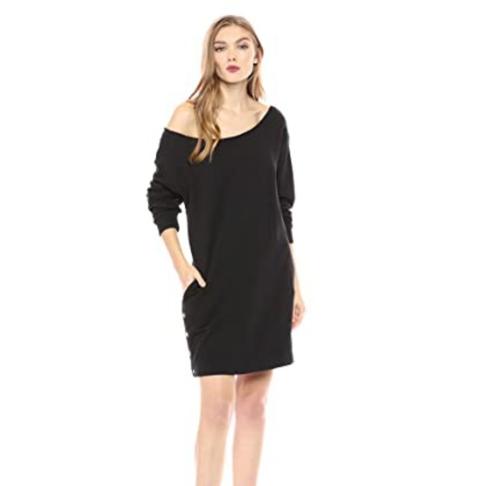Hudson off shoulder snap side sweater dress